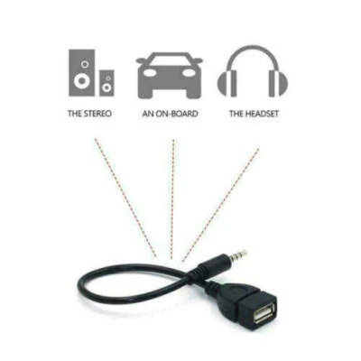 Jack AUX Audio 3.5mm a USB 2.0 MU Hembra Cable Convertidor para Coche Mp3 U Disco Lote Foto 1 de 4