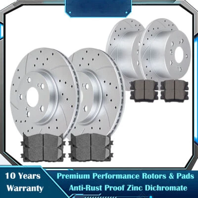 Front Rear Brake Disc Rotors and Pads Brakes Kits for Toyota Camry AVALON ES350 - Image 1 of 4