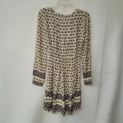 Vestido Doble Cero Mujer S Rayón Geométrico Cachemira Manga Larga Forrado Boho Informal Foto 1 de 4