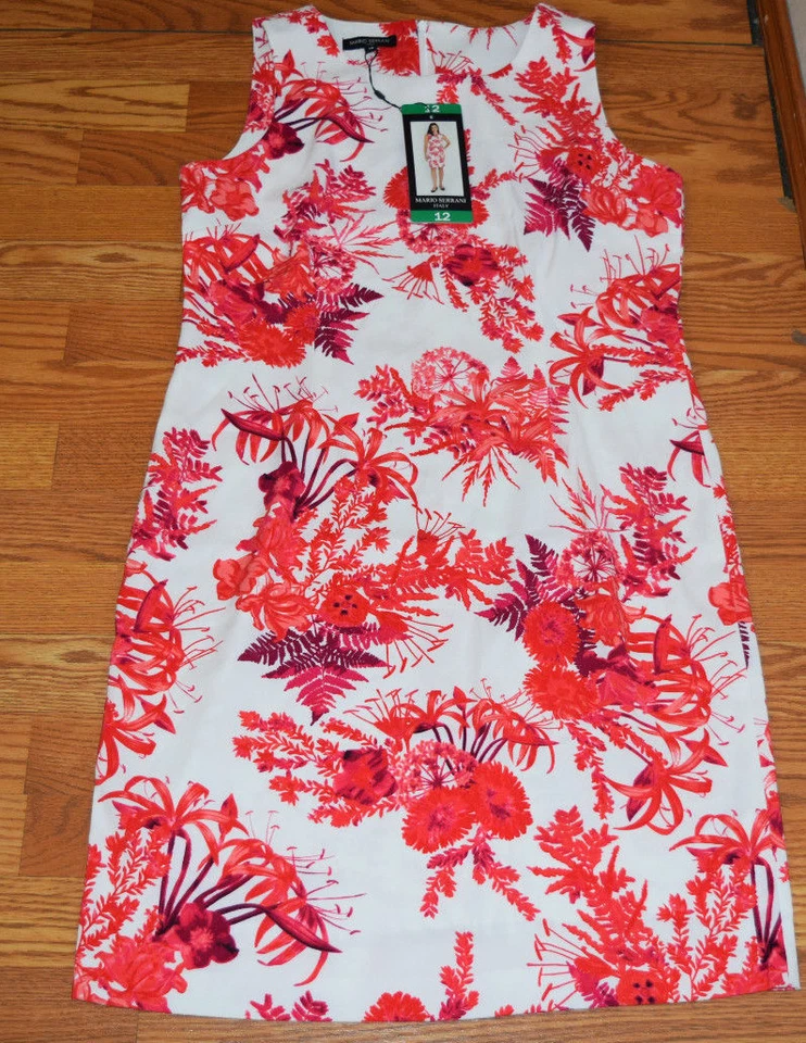 Mario Serrani Sleeveless Pink Floral Print Knee High Dress Size 4