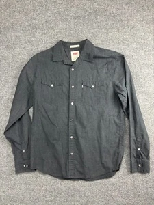 Levi's Pearl Snap Shirt Men's Small Blue Chambray Western Long Sleeve Pockets - Picture 1 of 7