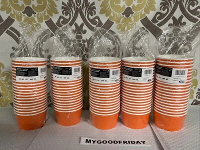 Orange Paper Treat Cups 5 Packs X 20 Each = 100 Count 9.5 Oz - Party Decorations - Image 1 of 4