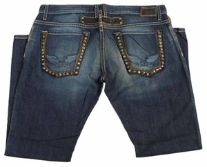 Mens Robins Jeans D5210 Leather Rivet Pockets Wings Medium Wash Jeans New - Picture 1 of 2