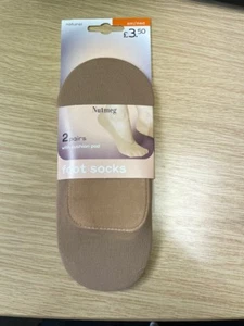 Damen/Mädchen 2 Paar Natur Footsie mit Kissenauflage OHNE VERPACKUNG - Bild 1 von 2