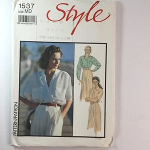 Style 1537 Loose V Neck Rever Shirt Long Short Retro Ladies New Uncut Pattern - Picture 1 of 12