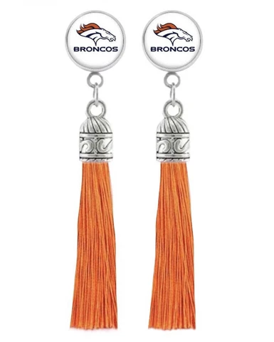 Broncos Earrings , Tassel Dangle Earrings, Denver Broncos Jewelry Cover