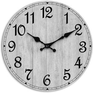 HYLANDA Wall Clock, Rustic Wall Clocks Battery Operated Silent Non Ticking, Coun - Picture 1 of 12