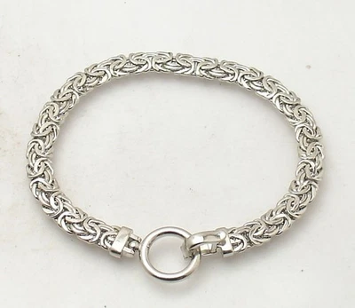 Pulsera Bizantina Búveda 8" con Bloqueo Plegable Antideslustre Plata de Ley Real Foto 1 de 4