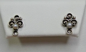 Lot of 10 Pairs of Pearl & Sterling Silver Swirl Stud Earrings - Picture 1 of 6