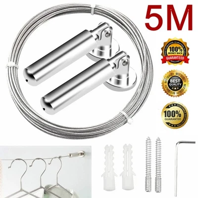 5M Seilspannsystem Seilspanngarnitur Wand, Decke, Wand zu Wand Gardinenseil Set - Bild 1 von 4