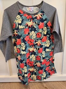 Lularoe Randy Style Raglan Baseball T-Shirt - Größe Medium - tropische Blumen - Bild 1 von 6