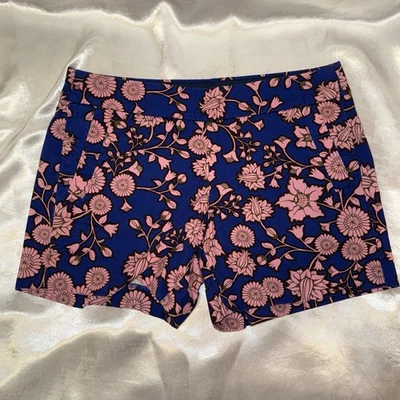 J.CREW Women's Size 6 Blue and Pink Floral Shorts with Pockets 100% Cotton - Image 1 of 4
