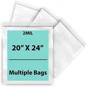 2 Mil 20" x 24" | Wiederverschließbare Polybeutel Klar Kunststoff Druckverschlussbeutel | Mehrere Beutel - Bild 1 von 15
