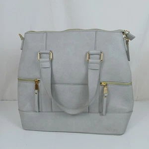 Madison West, große Handtasche, hellgrau, abnehmbarer Rucksackgurt - Bild 1 von 9