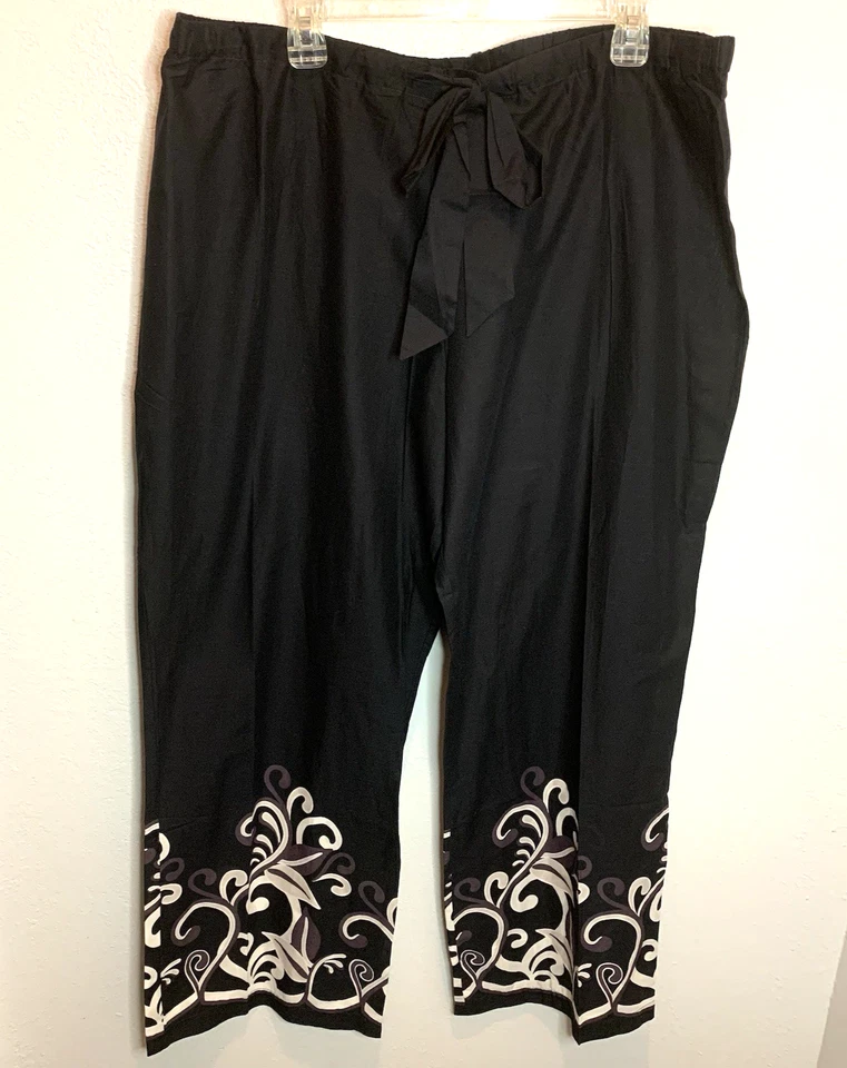 Pantalones Ambrielle para mujer XXL 100 % algodón ropa de playa/dormir cordón pierna ancha Foto 1 de 4