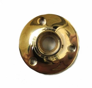 Pair of Old Style Solid Brass Round Rosette Door Back Plates - Picture 1 of 2