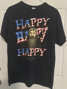 Duck Dynasty kurzärmliges schwarzes Phil Happy Happy patriotisches Herrenhemd Medium - Bild 1 von 8