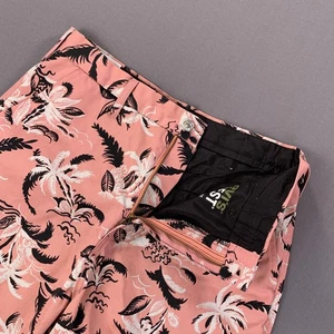 Levis Sta Prest Shorts Men 32 Pink Tropical Palm Print Dressy Casual Golf Floral - Picture 1 of 16