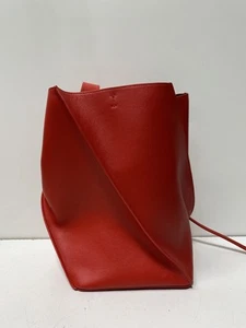 Yuzefi Womens Red Leather Bucket Bag - Picture 1 of 6