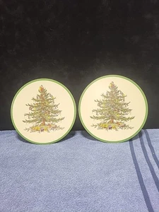 2 Spode Christmas Tree Round Cork Back Trivet 10” Casserole Stands! - Picture 1 of 6