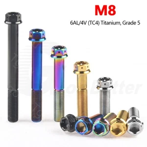 M8 Titanium Flange Hex Head Bolt 15 20 25 30 35 40 45 50 55mm Screws Motorcycle - Picture 1 of 13