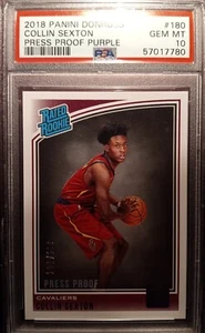 2018-19 Donruss Collin Sexton Rated Rookie Press Proof purple /199 PSA 10 POP 10 - Picture 1 of 3