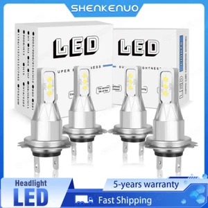 H7+H7 10000K LED Headlight Kit Combo Bulbs High Low Beam Super Bright White 4x - Picture 1 of 12