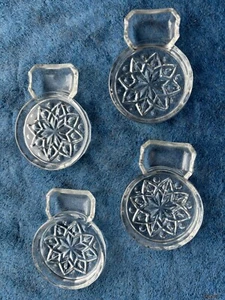 VINTAGE PRESSED GLASS CUP COASTERS (4) W/SPOON REST/TEA BAG HOLDER - Picture 1 of 5