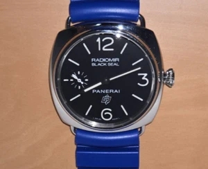 Panerai Radiomir Black Seal Watch 45mm Manual Hand-Winding Blue Rubber Strap Men - Picture 1 of 13