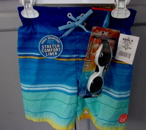 NEW ZeroXposure Board Shorts Swim Kids Boys 4 w free swim goggles NWT - Picture 1 of 4