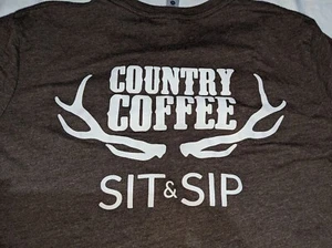 Coffee Country Large Youth Girls T Shirt 29" x 24" Brown Fit Curved Curvy Sit - Picture 1 of 6