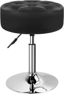 New Round PU Leather Vanity Stool Ottoman Swivel Adjustable Glam Chair - Picture 1 of 12