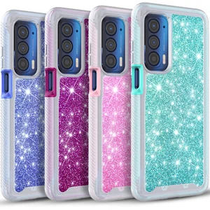 For Motorola Edge 2021 Phone Case Cover Glitter Diamond+Tempered Glass Protector - Picture 1 of 27