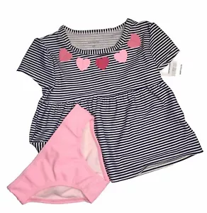 CARTER’s 4 TODDLER GIRLS HEARTS 💕 RASHGUARD 2 PC BATHING SUIT NWT UPF 50+ - Picture 1 of 3