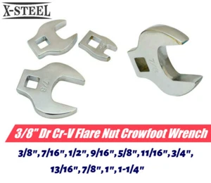 3/8" Dr Cr-V Flare Nut Crowfoot Wrench Imperial Option:3/8"-7/16-1/2-9/16--7/8" - Picture 1 of 3