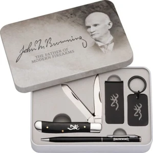 John Browning pocket knife Trapper Money clip, pen, key chain combo gift Tin - Picture 1 of 8