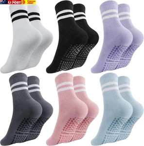 6 Pairs Pilates Grip Socks for Women, Reformer Pilates Socks|Yoga Socks with Gri - Picture 1 of 7