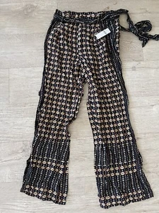 NWT Anthropologie Metzner Wide Leg Trousers by Ett:twa Sz 2 Geometric Belted - Picture 1 of 12