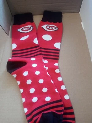 Cincinnati Reds MLB Dots & Stripes Socks new very nice  - Image 1 of 4