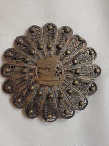 VINTAGE EGYPT EGYPTIAN STERLING SILVER FILIGREE WORK BROOCH - Picture 1 of 6