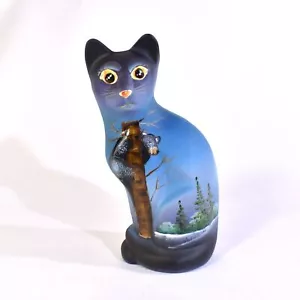 Fenton Gift shop Styleized cat black bear hand painted limited edition - Picture 1 of 6