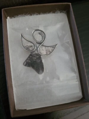 Colgante Pin Ángel de la Guarda Silpada Martillado Esterlina "Watch Over Me" I1842 Foto 1 de 3