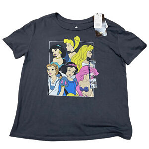 Disney Princess Graphic T-shirt Cinderella Jasmine Ariel Belle Size Large NWT