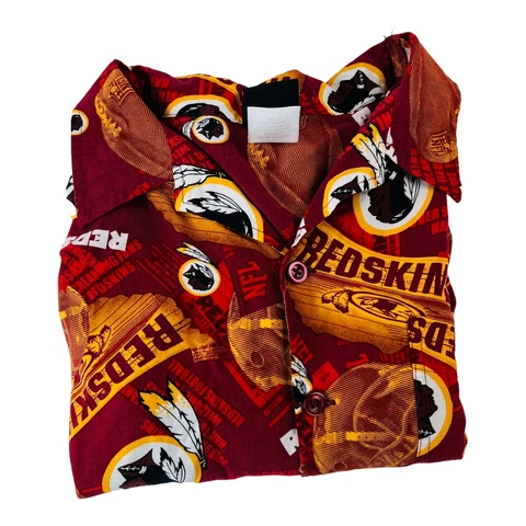NFL Team Apparel Washington Redskins Short Sleeve Rayon Button Up Mens Size XL Cover