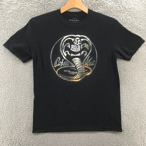 Cobra Kai Graphic Print Tee T-Shirt Youth L Black Cotton Short Sleeve Crew Neck - Picture 1 of 18