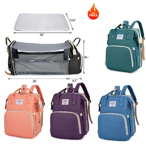 3-in-1 Baby Diaper Backpack Bed with Changing Station Portable Mommy Travel Bag - Picture 1 of 21