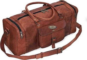 Men's A Vinatge Leather Large Duffel Travel Gym Weekend Overnight Luggage Bag - Picture 1 of 7
