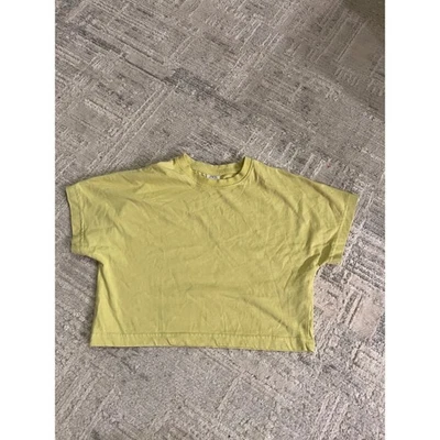 Zara Girls Top T-Shirt Cropped Chartreuse Green Short Sleeve Casual size 9-10 - Image 1 of 4