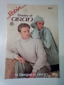 Shades of Aran Knitting Pattern Book R251 with 13 Designs Robin - Picture 1 of 6