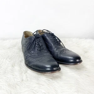 Frye 9 D Mens Black Leather Harvey Lace-up Oxford Wingtip Dress Shoes - Picture 1 of 10